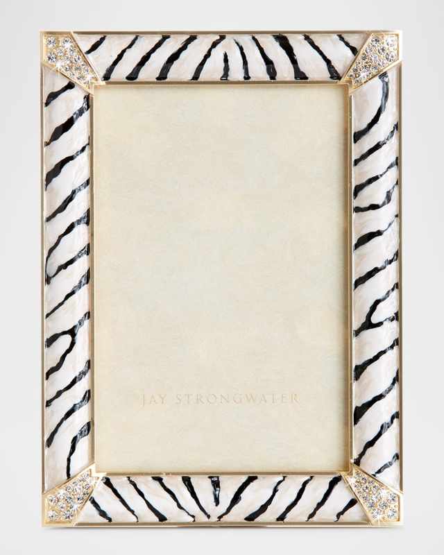 Lavinia Zebra Enamel Picture Frame, 4" x 6"